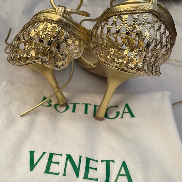 Bottega Veneta Gold Strappy Heels 39 - Picture 6 of 6